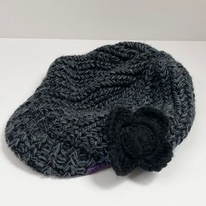 ADIDAS Gray Beanie With Black Flower Detail